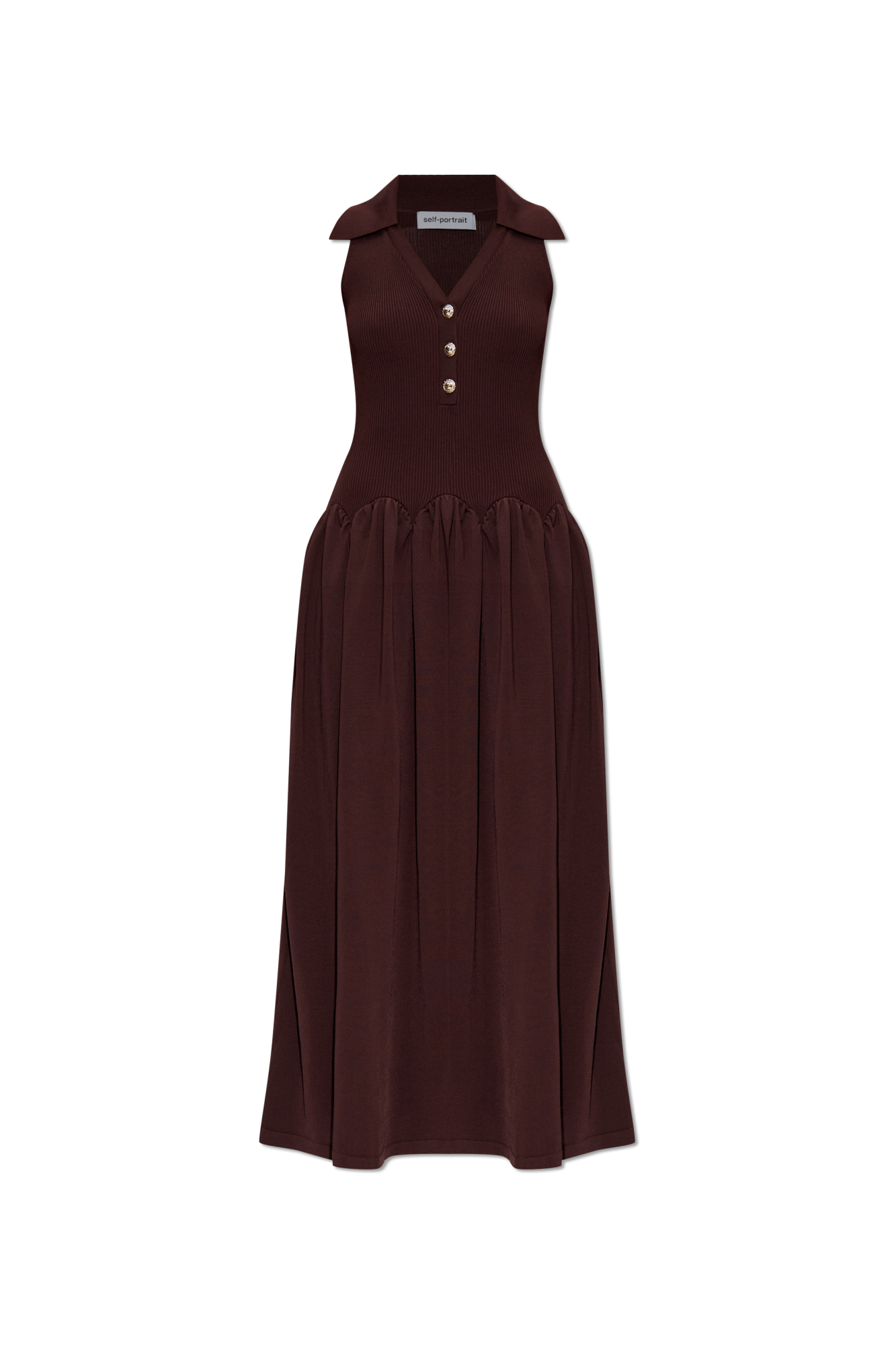 ワンピース SELF-PORTRAIT Woman Dress Brown SS25001SA BROWN Brown Ribbed sleeveless dress Self-Portrait - Vitkac France
